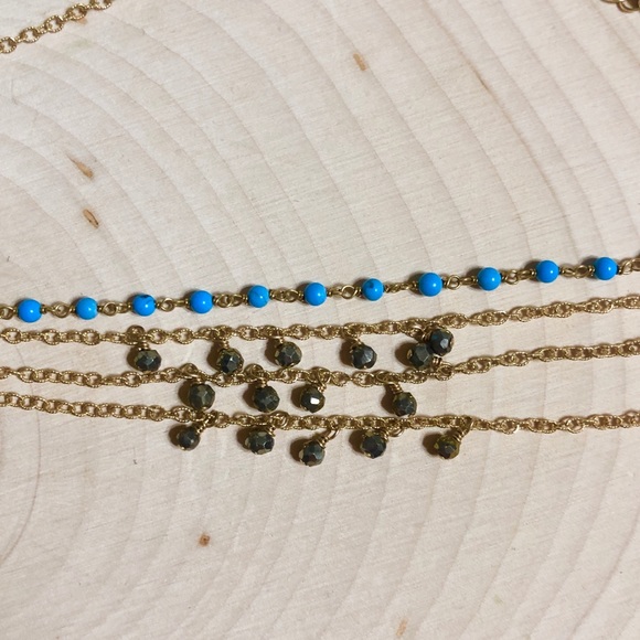 NEW Free People Ela Rae Delicate Tiered Anklet 14k Gold with Beads - Picture 11 of 14